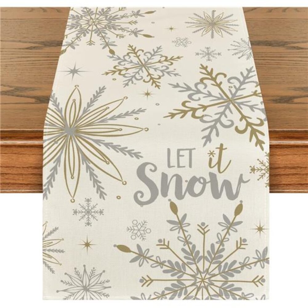 Christmas Table Runner Snowflake Winter Holiday Kitchen Dining Party Decor 13x72